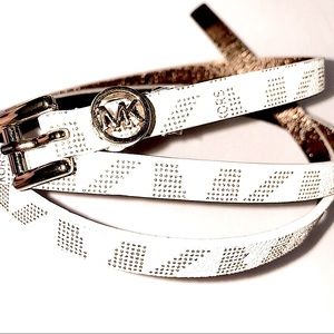 MICHAEL by Michael Kors beige cream skinny belt